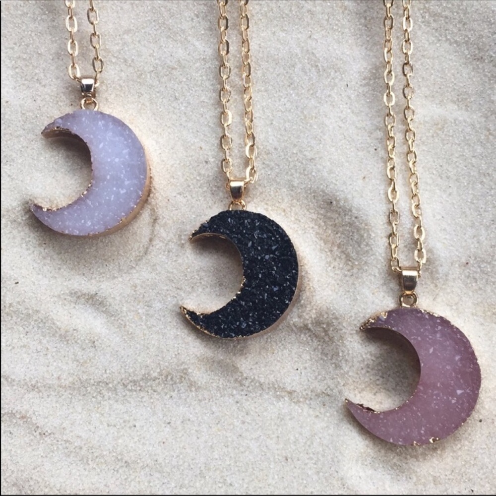 Druzy Moon Necklace - Picture 4 of 6